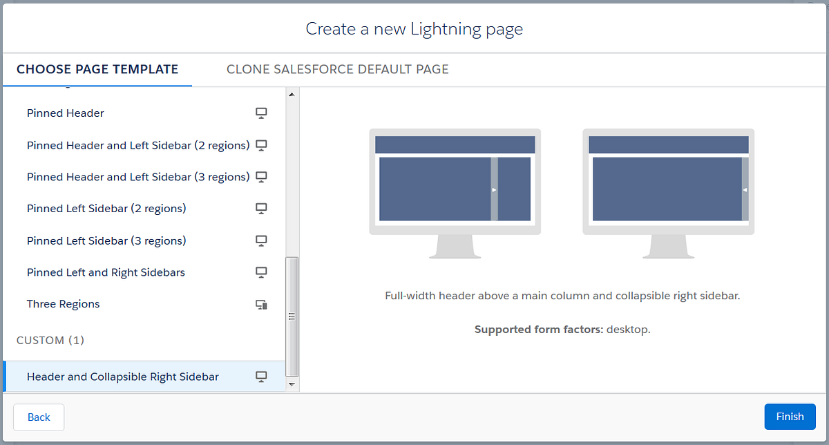 Custom lightning template record page with collapsing region