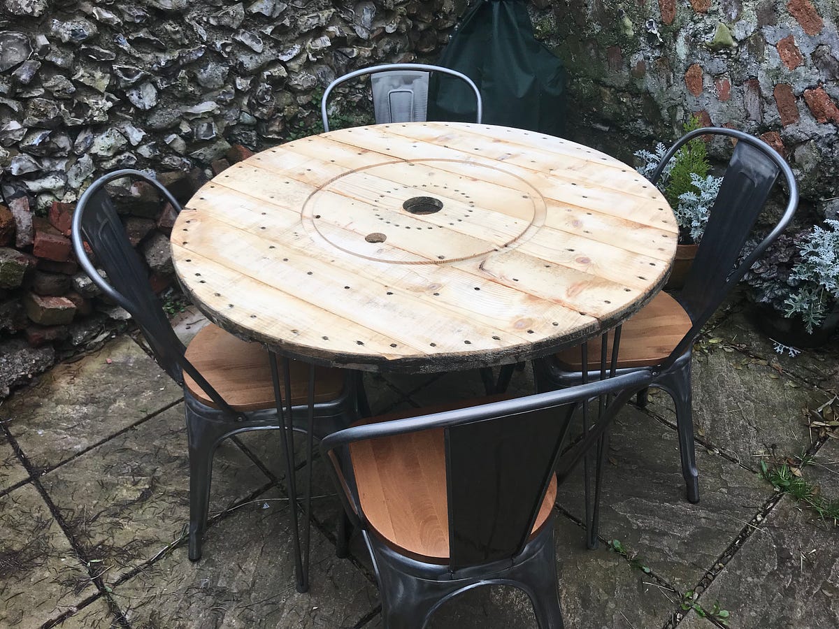 Cable Reel Garden Table. From trash to table in 2 hours –…, by Shaft