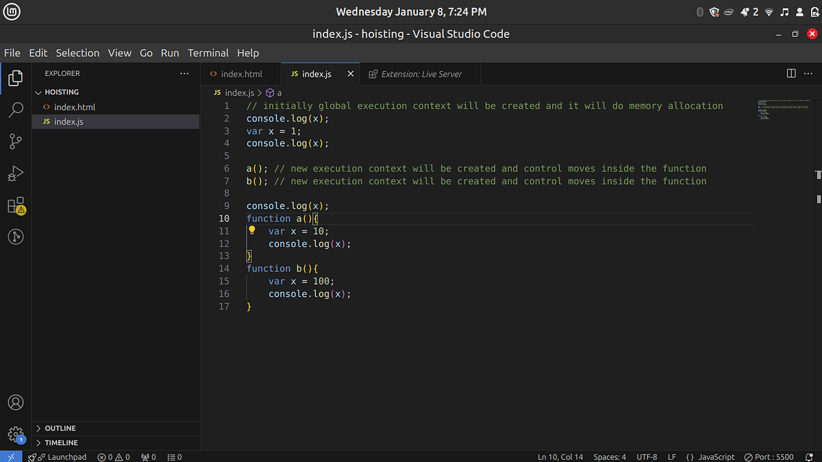 How functions work in js variable environment namaste javascript