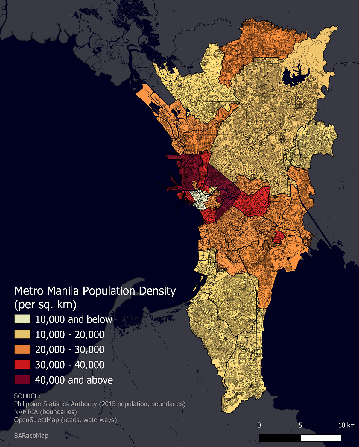 Metro Manila Population Density Map by BA The Barometer Medium