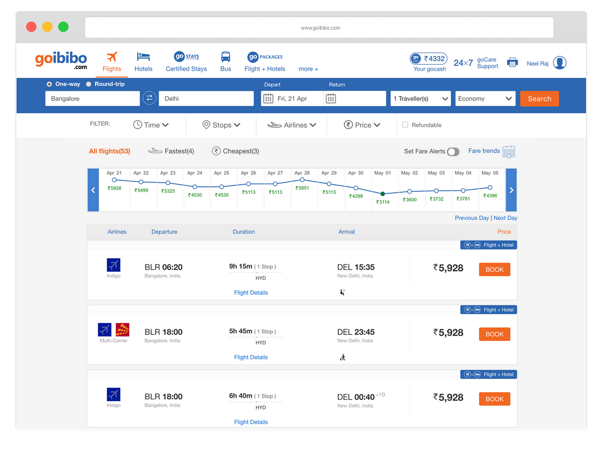 Designing Insta Flights for GoIbibo | by Sailendra Kumar | Backstage