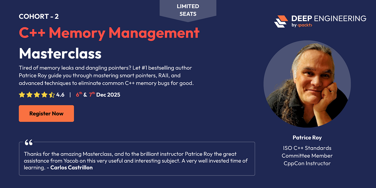 Patrice Roy on Modern Memory Management in C++ | by Mansi Shah | Packt ...