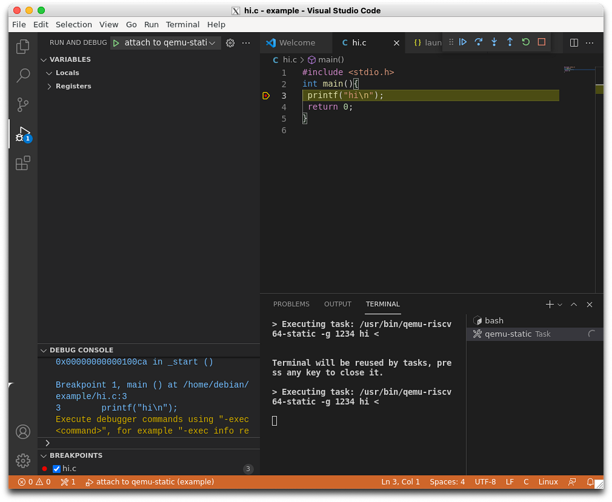 Cross compiling and debugging for RISC-V64 with Qemu and VS Code | by ...