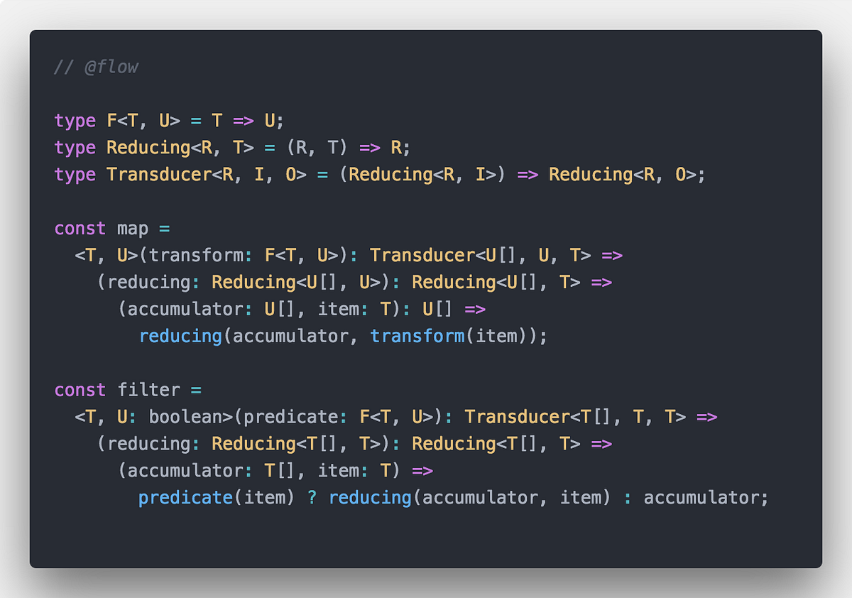 Simple example for Transducer typechecked with Flow by NGUYEN Trung