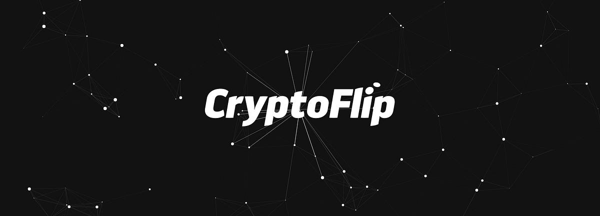 Cryptoflip cryptocurrency exchange website shown on laptop screen with red warning sign and Bitcoin coins on desk