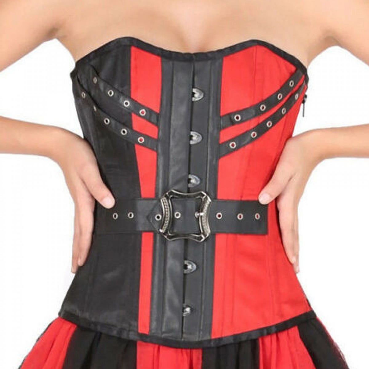 Conroy Red Gothic Corset With Strap