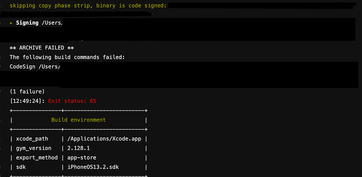 ARCHIVE FAILED ** The following build commands failed