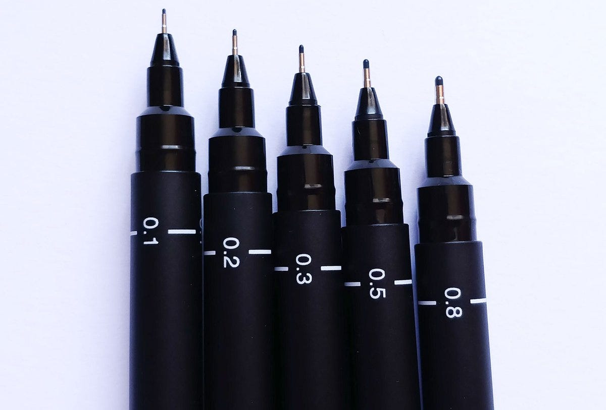 Uni Pin Fineliner Drawing Pen Set of 8 0.7mm 1.2mm & -  Israel