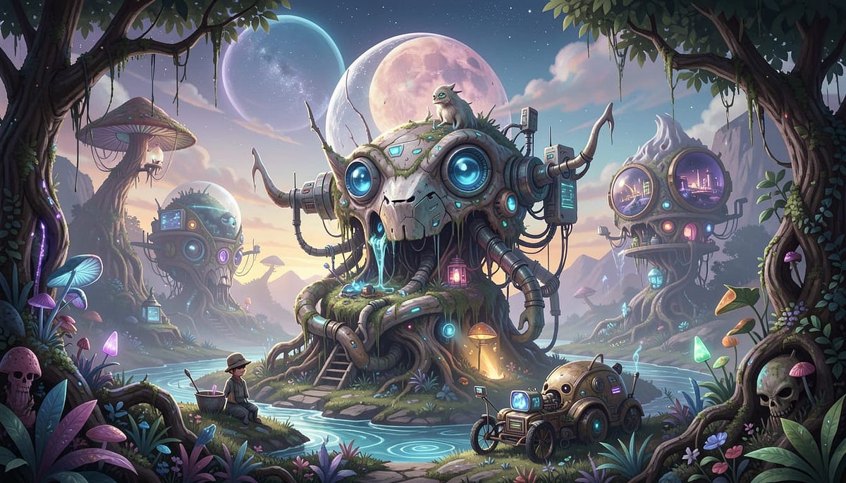 Exploring Surreal Nature-Tech Hybrids Using NightCafe (March AI