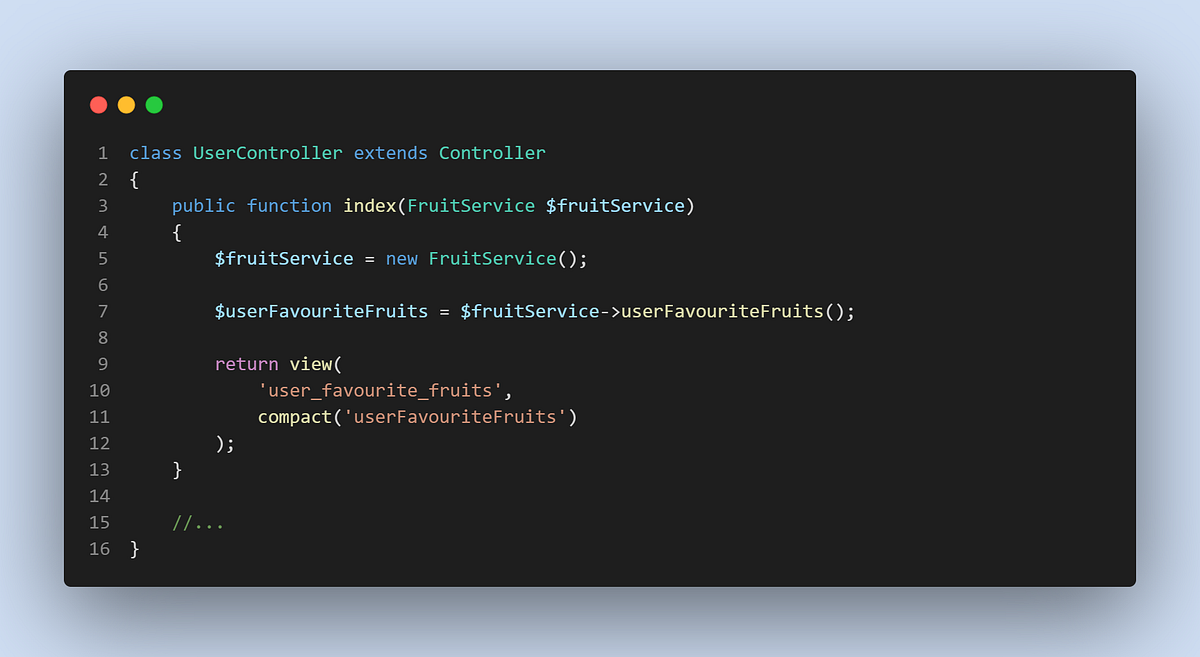 Laravel: how to inject services to controllers and keep them decoupled ...