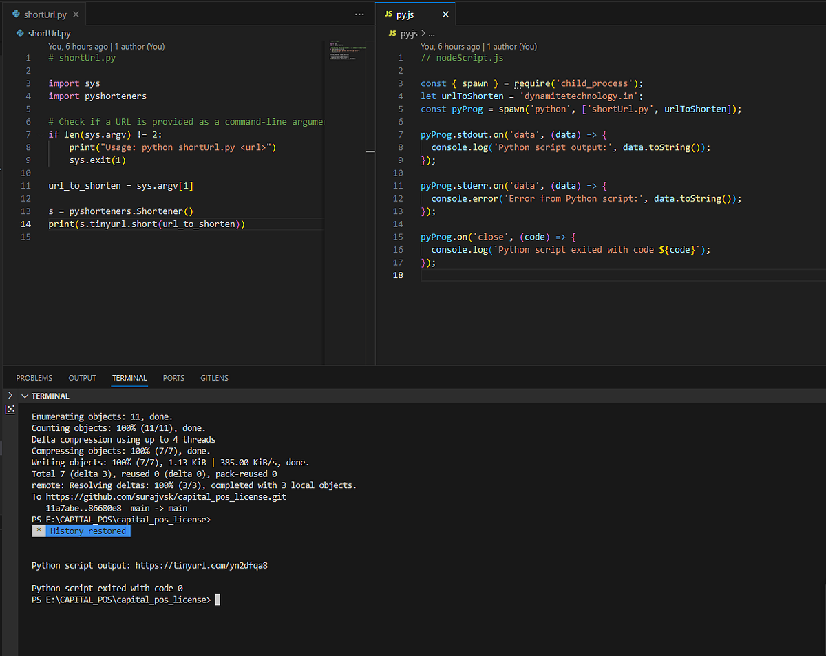 Integrating Node.js and Python for URL Shortening with pyshorteners ...