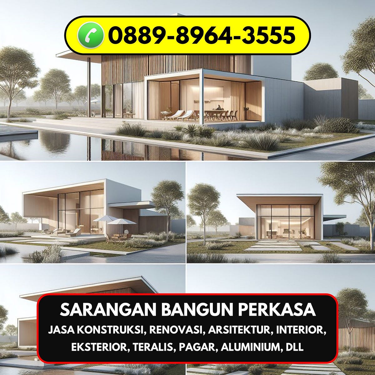 Hub 0889–8964–3555, Kontraktor Rumah Mewah Minimalis Modern 2 Lantai Di ...