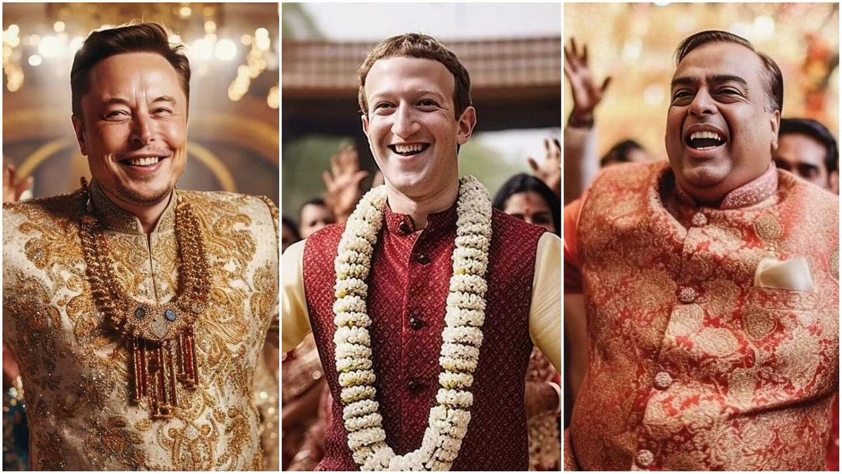 Elon musk mukesh ambani jeff bezos get together at indian wedding ai