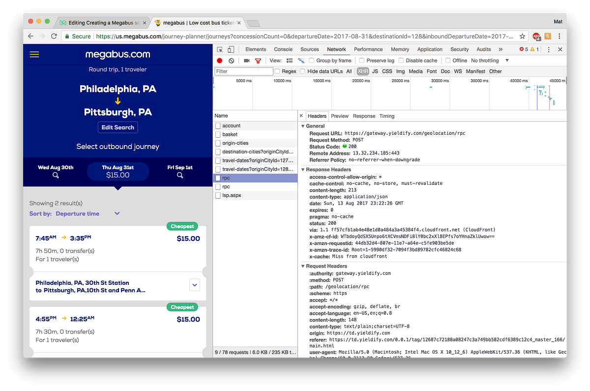 Creating a Megabus “Scraper” with Node by Mathew Varughese Medium
