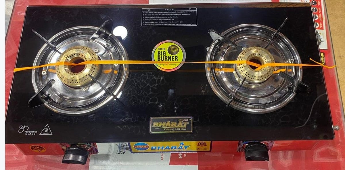 Jayant Bharat 3 burner toughened glass gas stove is manufactured by