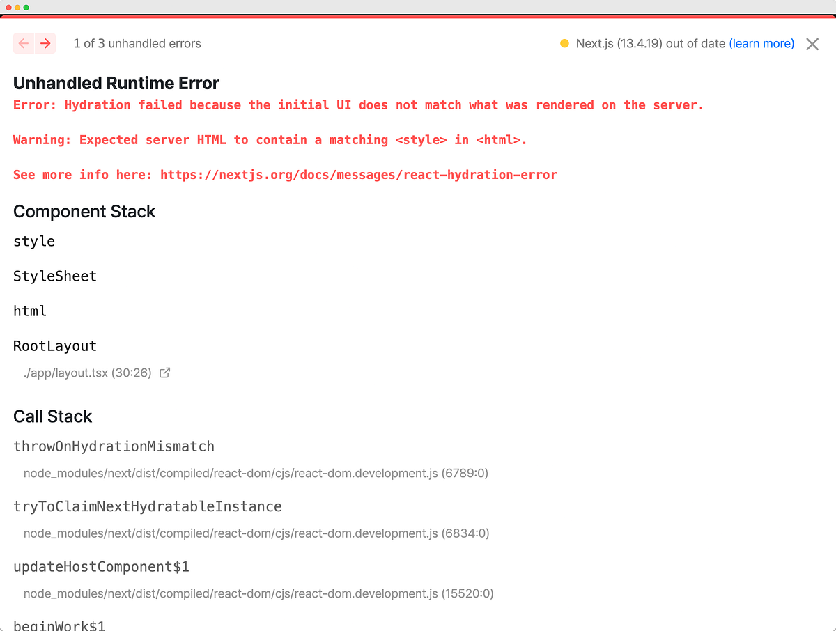 Fixing hydration error of with Stitches.css to Next 13 | by Vivi | Medium