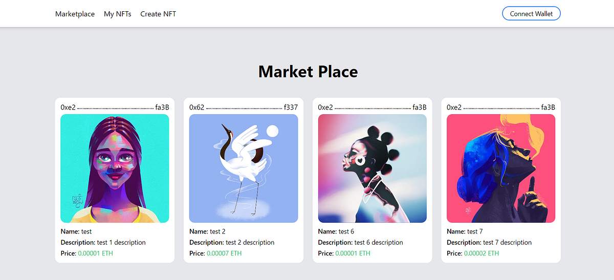 NFT Marketplace With Next.js, Ether.js, Hardhat, Solidity. SSR Handled