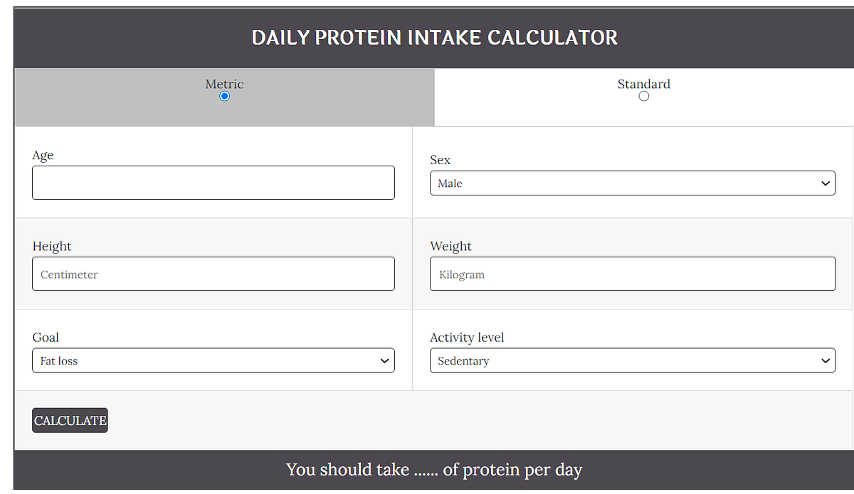 Daily Protein Intake Calculator protein intake Calculator Medium
