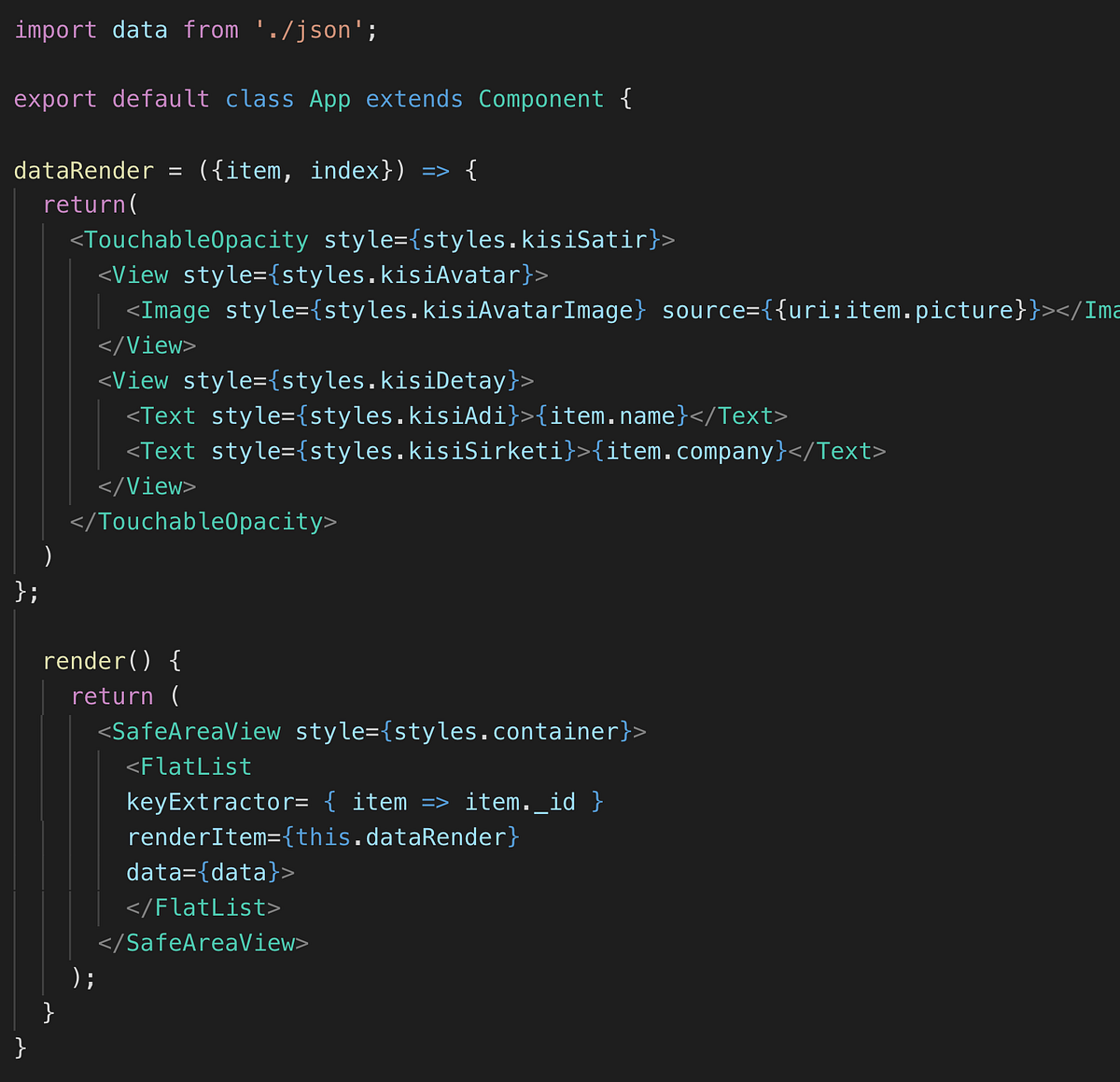 React-Native : FlatList Bileşeni Kullanımı | by Mevasoft | Medium