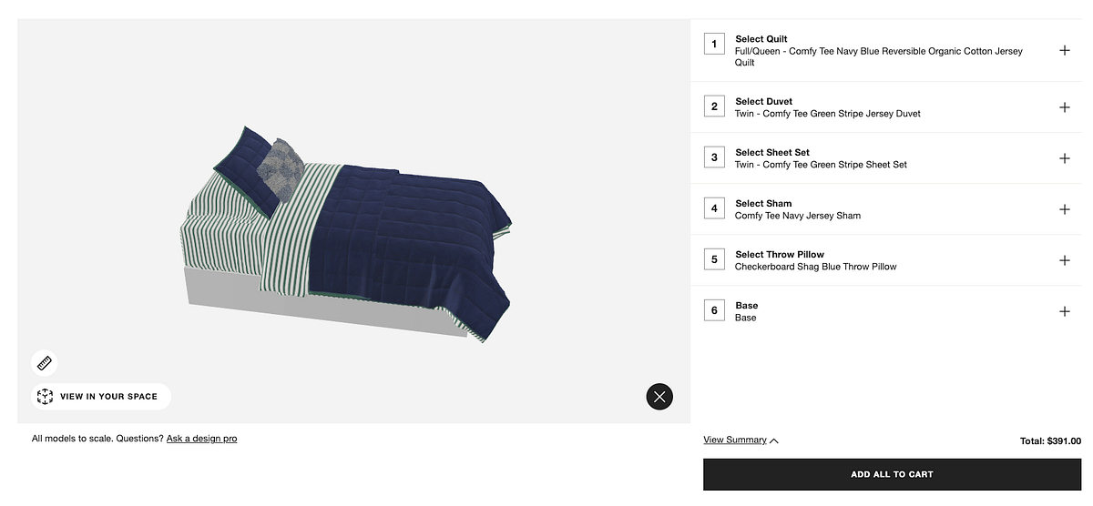 3D Furniture Visualizer. Created a UI for customers to be able… by
