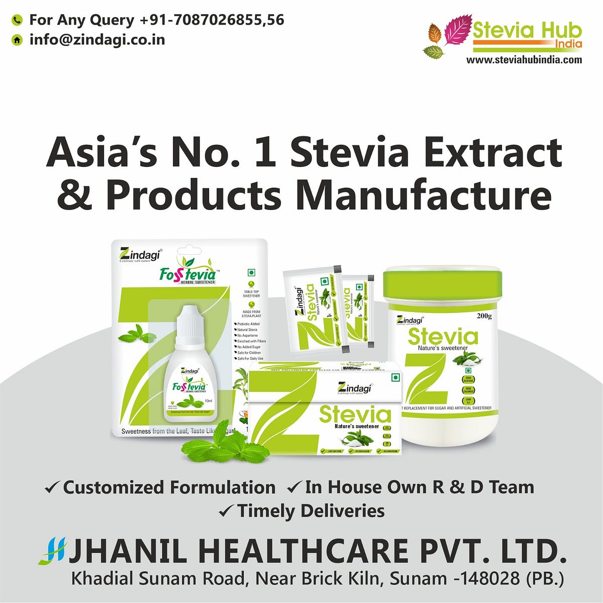 Stevia hub India Thirdparty manufacturing and labeling Offer your
