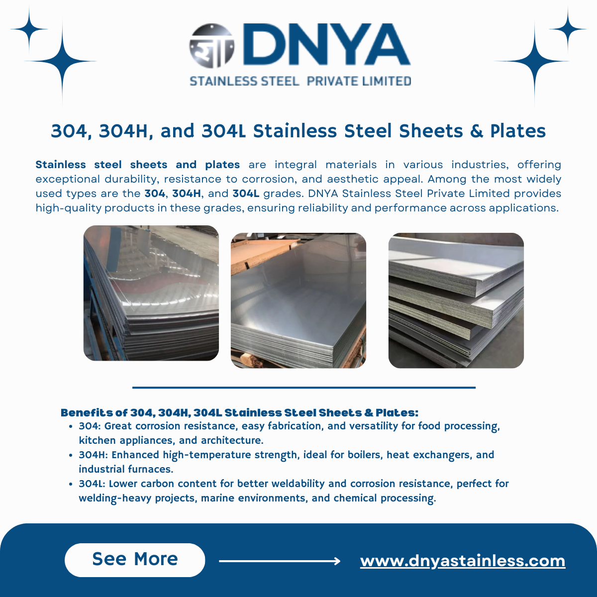 Comprehensive Guide to 304, 304H, and 304L Stainless Steel Sheets and Plates by DNYA Stainless…