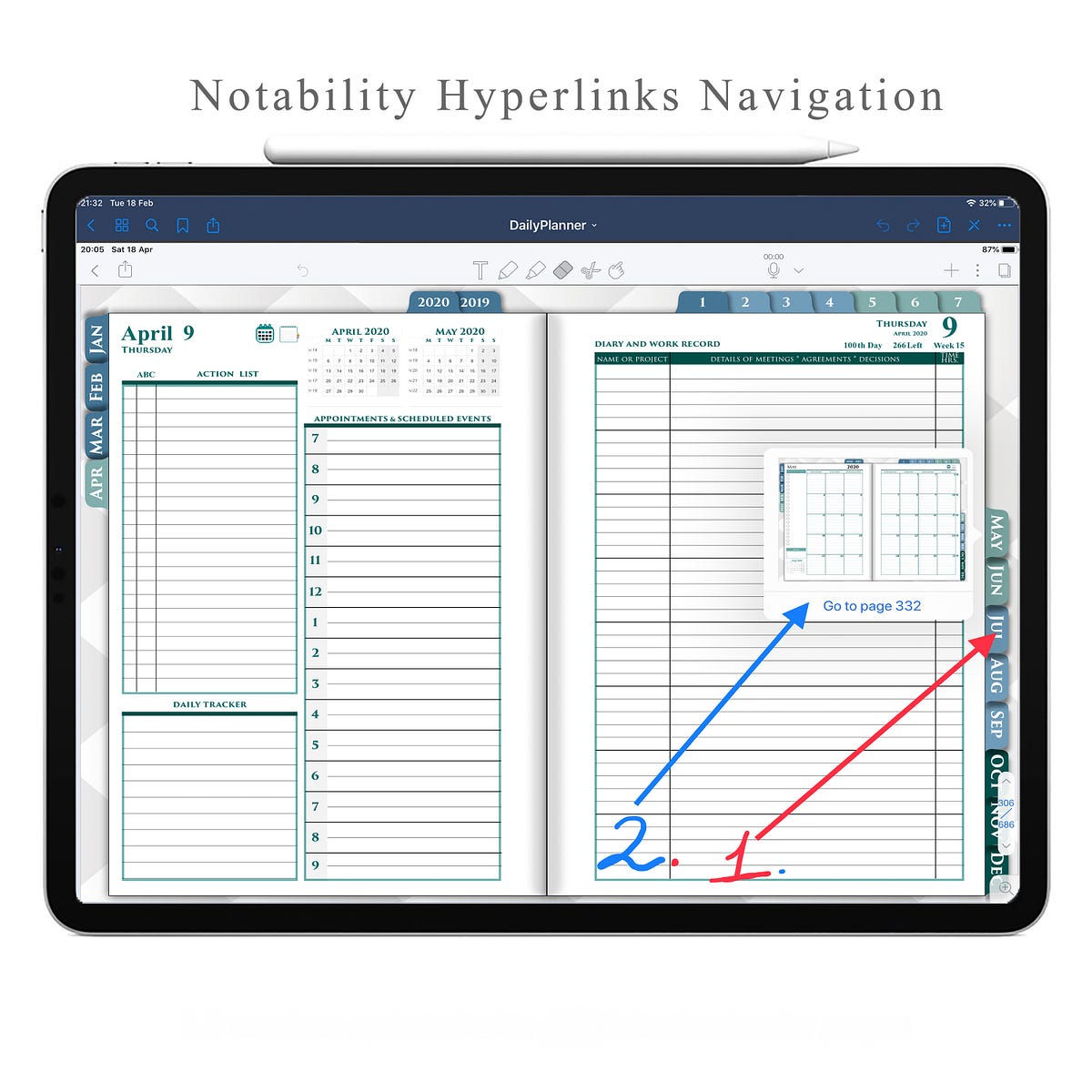 Digital Reading Journal, Hyperlinked PDF File For Goodnotes, Notability