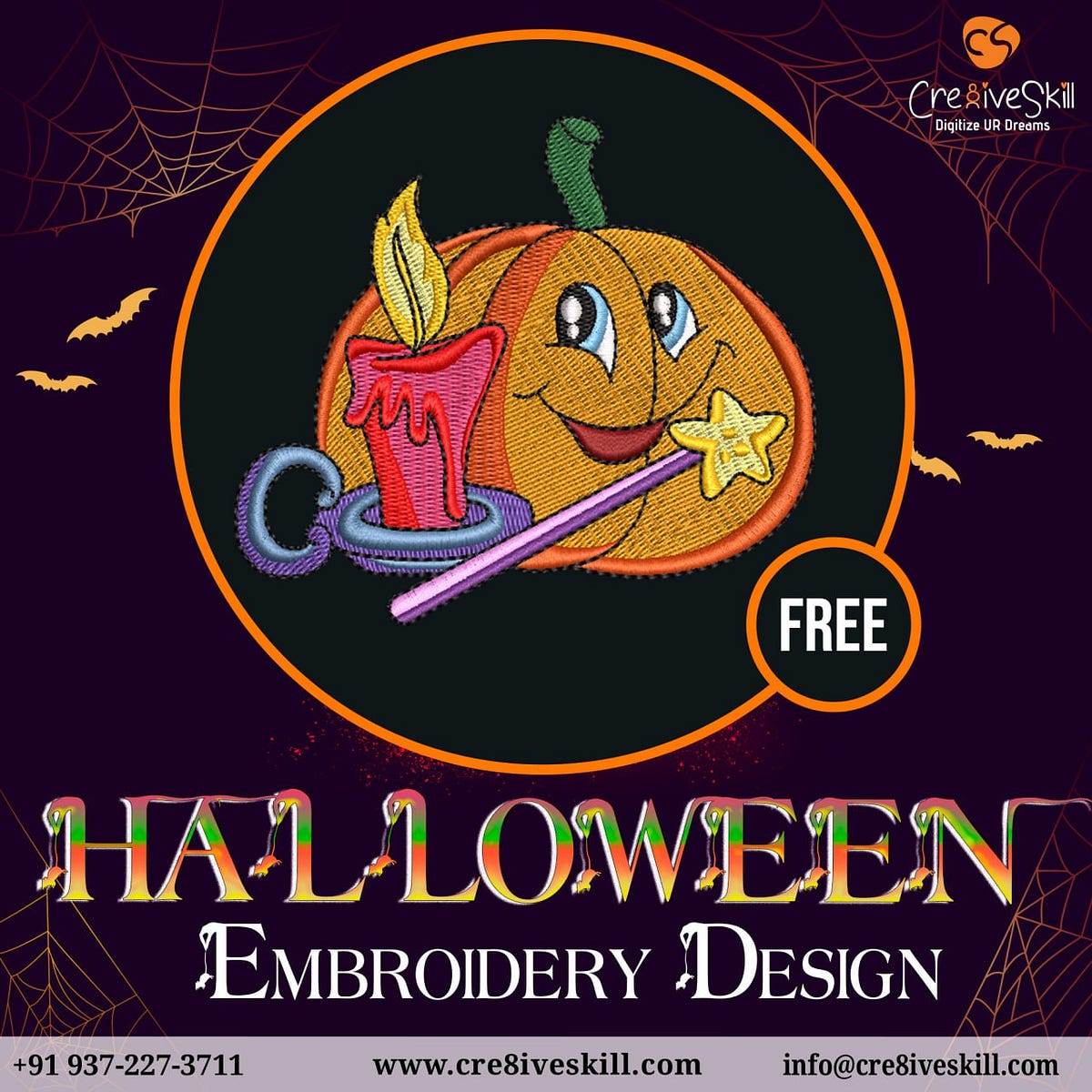 Free Halloween Embroidery Design — Cre8iveSkill - Cre8iveSkill - Medium