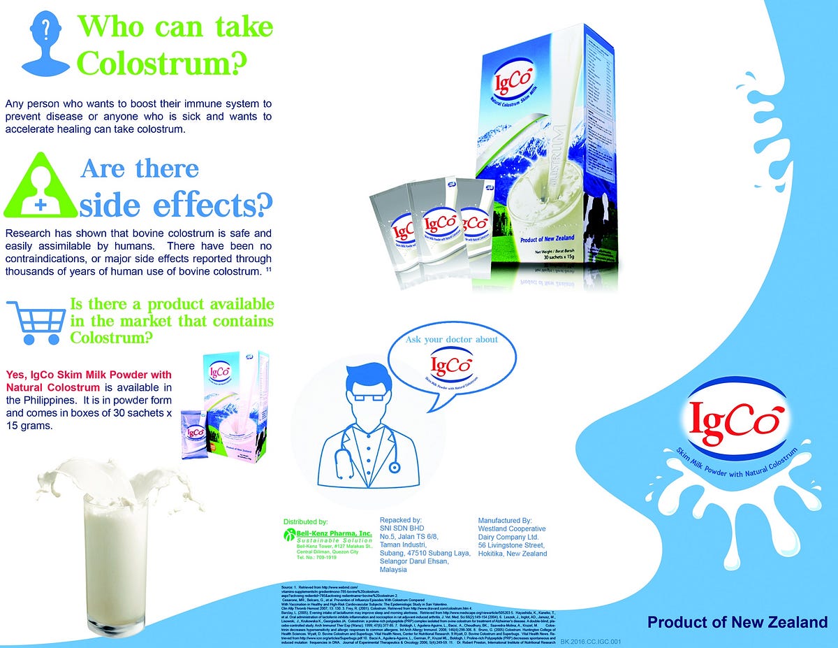 IgCo Natural Colostrum Skim Milk. Igco is a natural health product