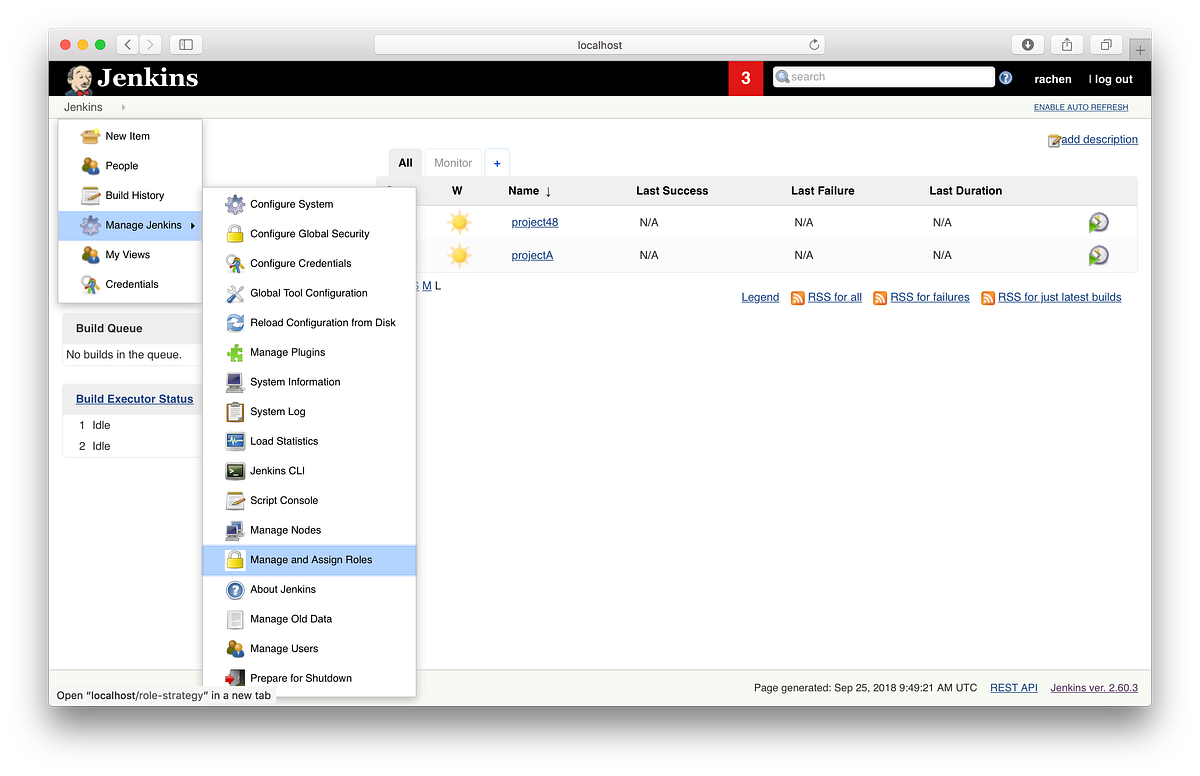 ใช้ role based authorization strategy และวิธีใช้ Project Roles ใน
