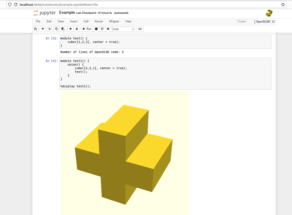 OpenScad into Jupyter Notebook?. How to create a dockefile with jupyter