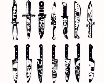 Horror movie characters in knives svg, Michael Myers svg, Jason ...