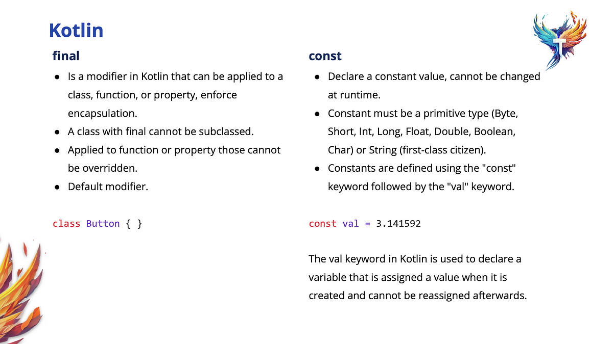 final and const keywords Kotlin by Tony Trejo Medium