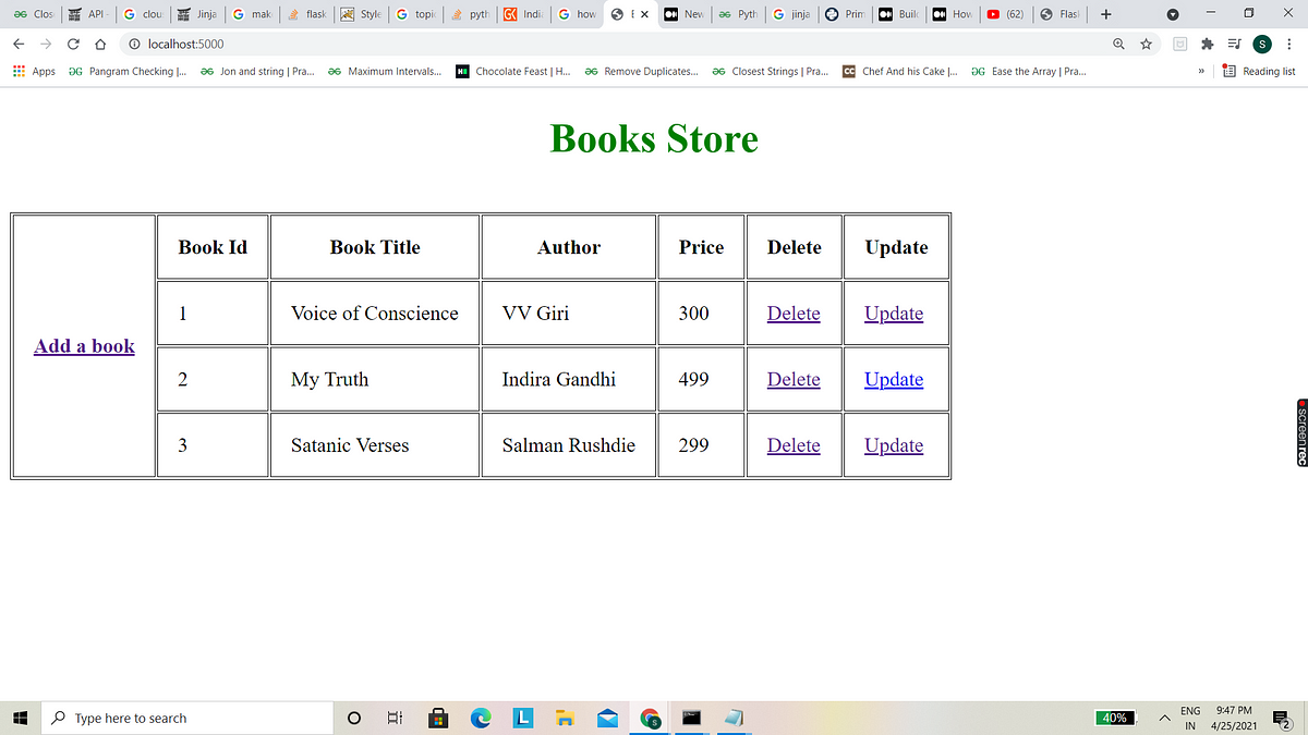 Creating a CRUD Application with Flask | by Sejalrawat | Medium