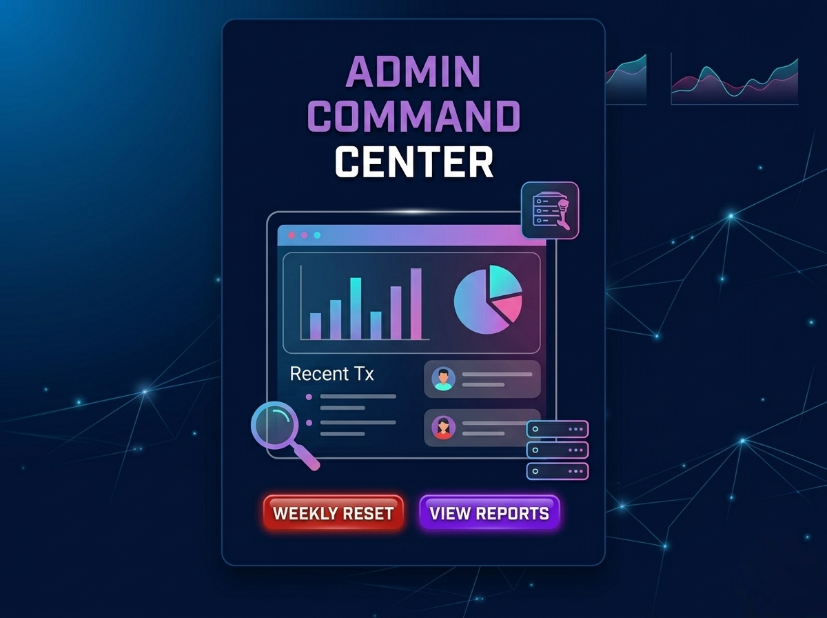 Admin Command Center - Real-time monitoring dashboard showing fuel transactions and quotas