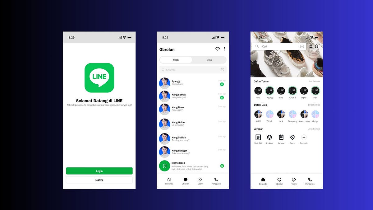 Studi kasus UI/UX : Desain Ulang Aplikasi Line ( Login, Home & Obrolan ...