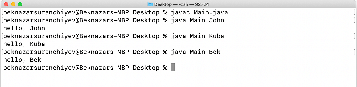 Input from the terminal in Java. The main method has a mechanism to ...