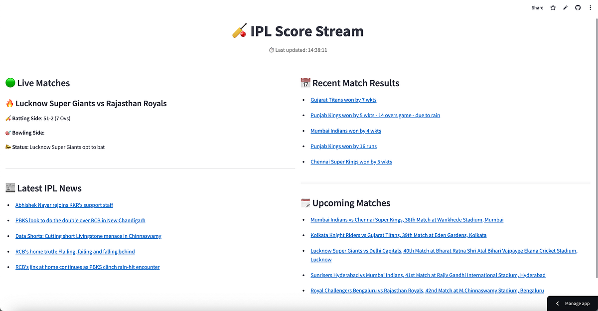 How I Built a Live IPL Scoreboard with Real-Time Scraping from Cricbuzz ...