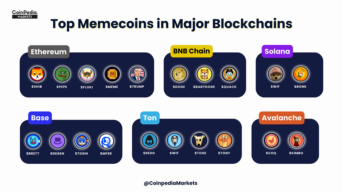 Top Memecoins Across Ethereum, BNBchain, Solana, Base, Ton, and Avalanche |  by CoinPedia Markets | Medium