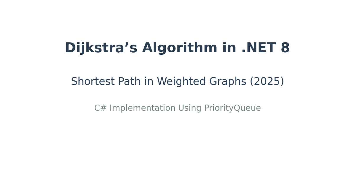 Dijkstra’s Algorithm in .NET 8 – Shortest Path in Weighted Graphs | Medium