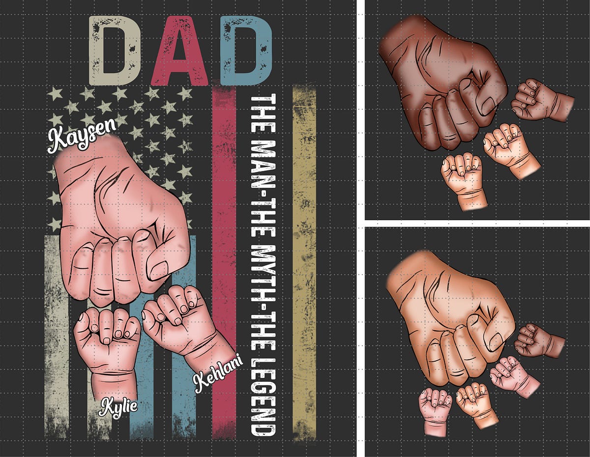 Bundle Personalized Father Fist Bump Set, Dad and A Child Hands Png ...