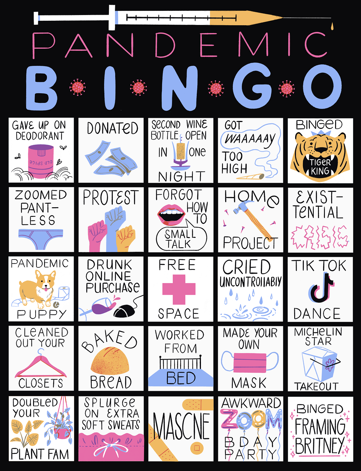 Image of: Bingo Card: One-Year Pandemic Anniversary