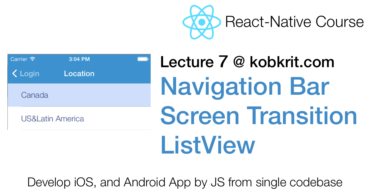 [React Native 7] Navigation Bar, Scene Transition, List View by