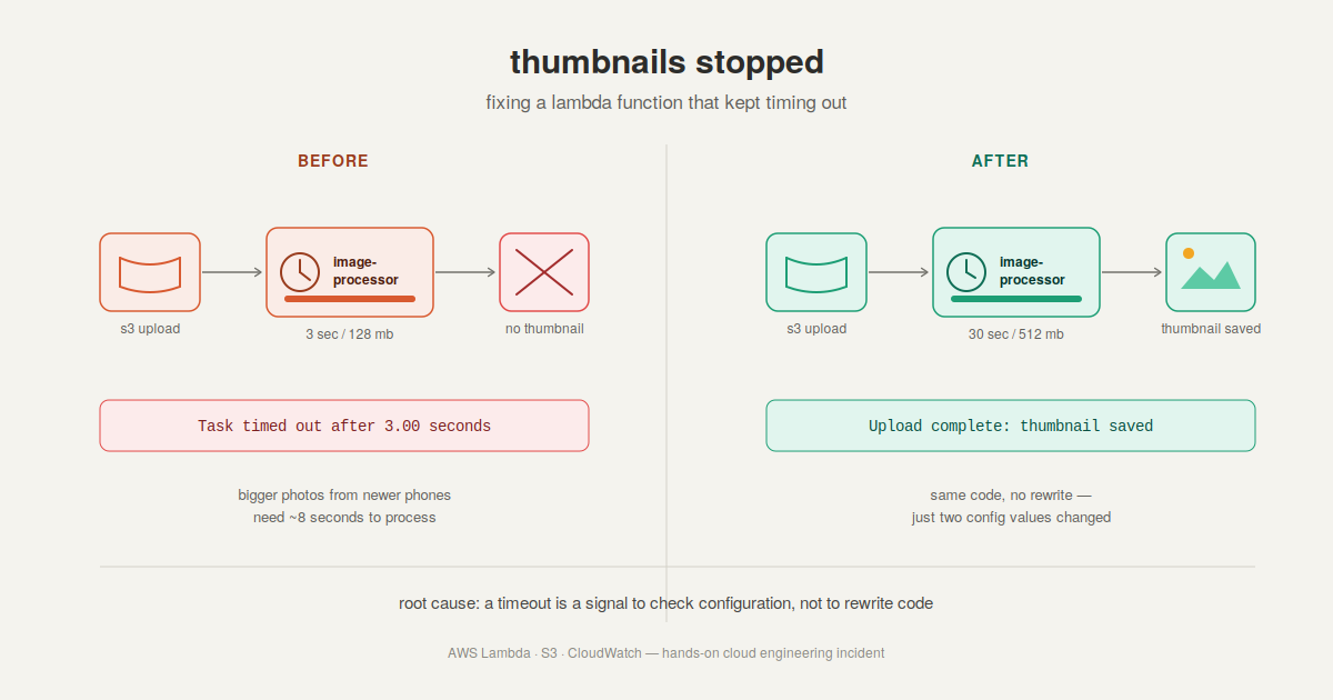 Thumbnails Stopped: Fixing a Lambda That Kept Timing Out