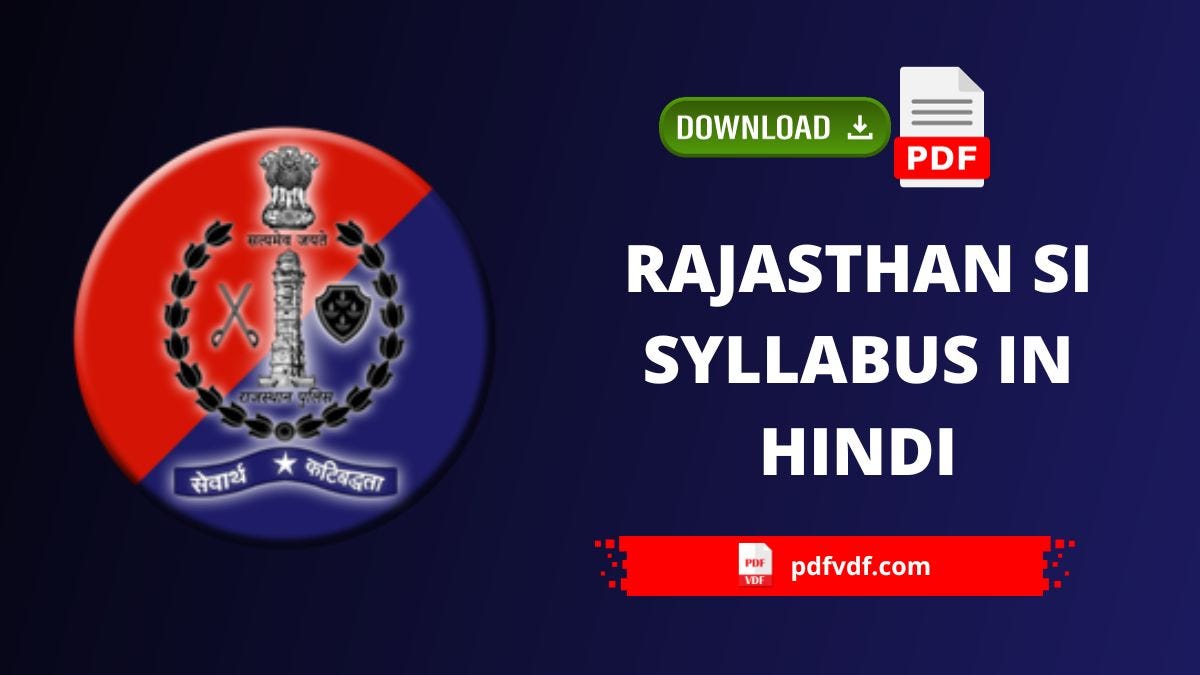 Rajasthan Si Syllabus In Hindi