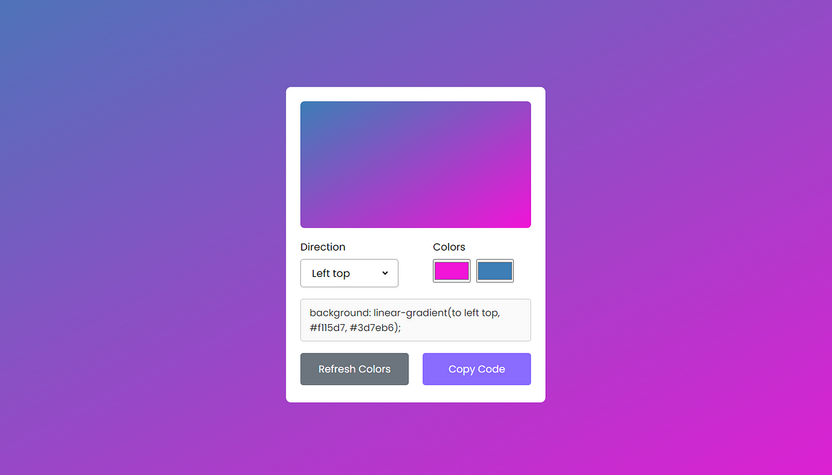 Create Gradient color generator tool in JavaScript | by Bijan | Medium