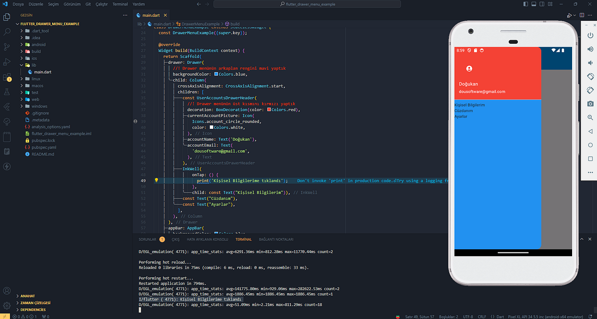 Flutter’da Drawer Menu ve InkWell Widget Kullanımı | by Doğukan ...