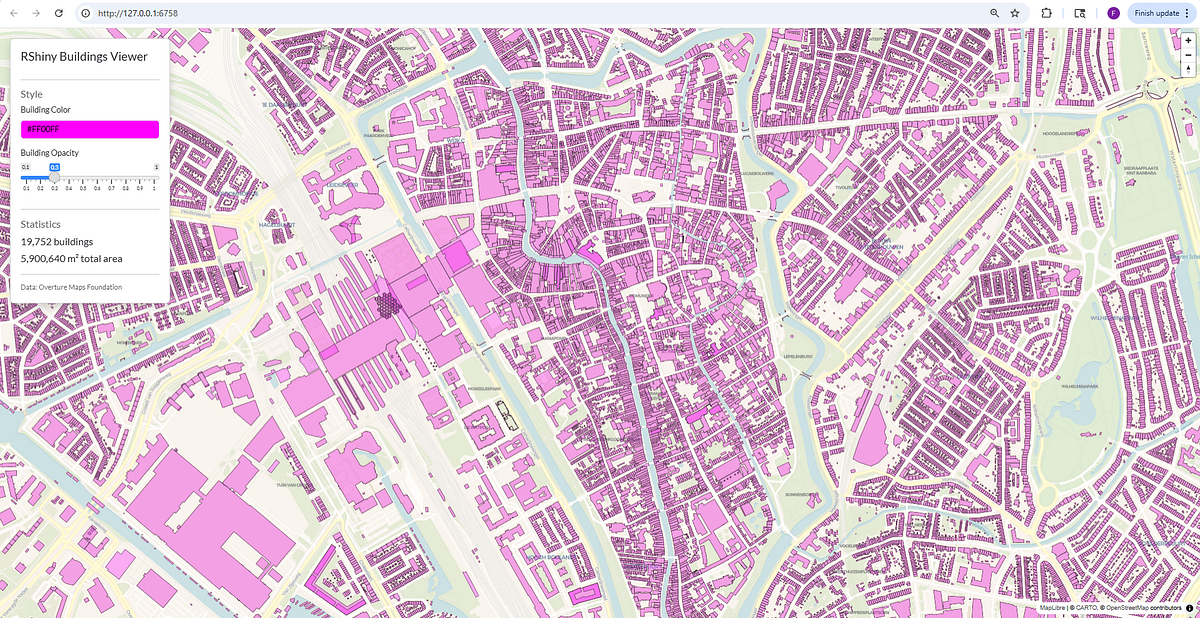Visualizing Millions of Buildings with DuckDB's ST_AsMVT Function