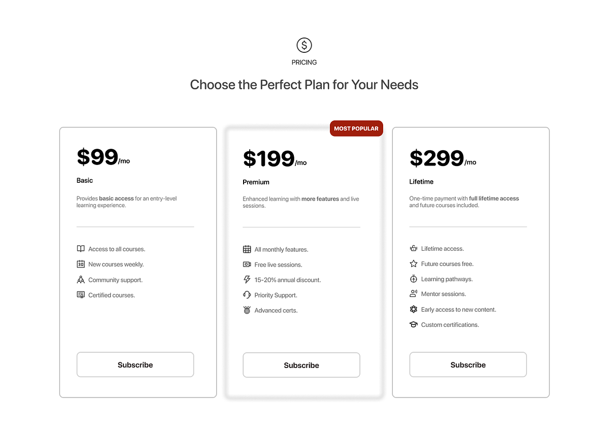 Designing a Clean and Functional Pricing Card: A Journey Through UI/UX ...