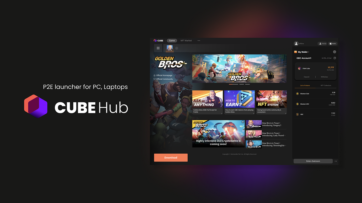 CUBE Hub & Wallet [P2E]. PC Launcher, BuiltIn Wallet, and More by